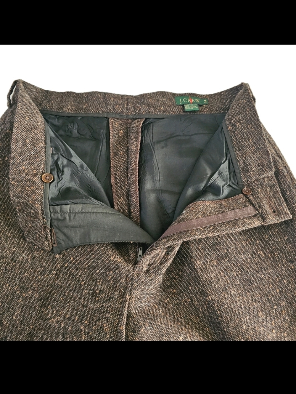 J CREW Wool Fall Career Office Work Sz 34 High-rise Straight Lined Brown Pants - Picture 6 of 11